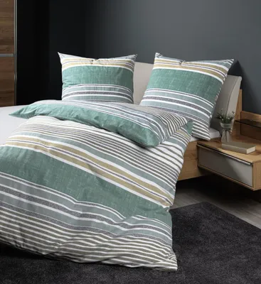 Produktbild von Janine Design Feinbiber-Bettwäsche-Garnitur DAVOS 65169 Farbe grün Größe 155x220+80x80