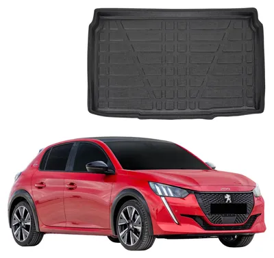Produktbild von SCOUTT | Kofferraumwanne Laderaumwanne Kompatibel mit Peugeot ab 208 ab 2020, mit Hoher Rand, Kofferraum-Schutzmatte, Geriffelt, Aufrollbar, Schwarz