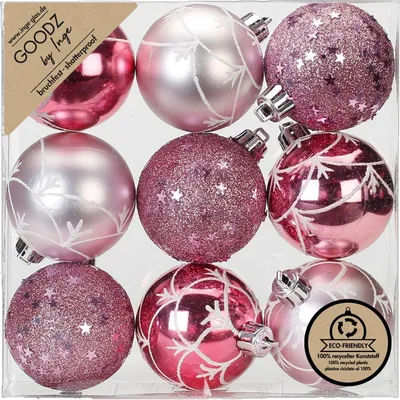 Produktbild von Kunststoff Dekorierte Kugeln 9 Stk 6cm Rosa Mix