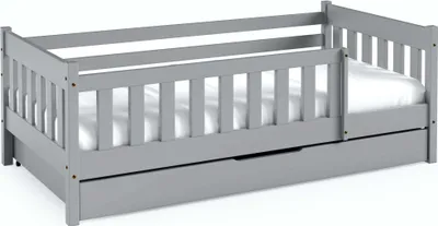 Produktbild von FURNLUX Kinder Einzelbett Nadia Grau 80x160cm / Hauptfarbe: Grau / Abmessungen: 86 x 59 x 168 cm