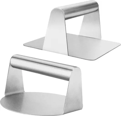 Produktbild von Set von 2 Edelstahl-Burgerpressen, runde Burger-Pastetchenpresse + quadratische Smash-Burgerpresse, antihaft Hamburgerpressen-Set, Fleischpresse, Grillpresse für Hamburger, Pastetchen, BBQ