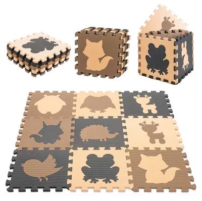Obrázok produktu pre Aga Kontrastné penové Puzzle 85 cm x 85 cm 9 dielov Hnedé