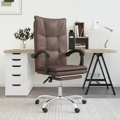 Produktbild von The Living Store Bürostuhl mit Liegefunktion Braun Kunstleder