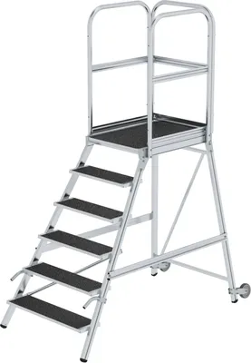 Produktbild von MUNK Podestleiter mit Rollen und Griff R13 Korund 6 Stufen