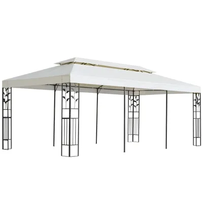 Produktbild von Pavillon mit Doppeldach Weiß 6x3 m Stahl
