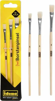 Produktbild von Idena 60105 - Borstenpinsel, 3er Set, in den Größen 4, 6 & 8