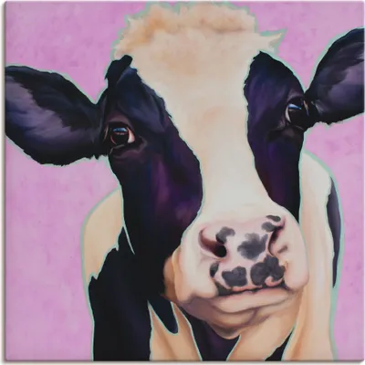 Produktbild von ARTland Leinwandbild Kuh Lotte Größe: 50x50 cm