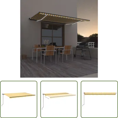 Immagine prodotto di The Living Store Tenda da sole manuale a scomparsa con LED 500x300 cm giallo e bianco