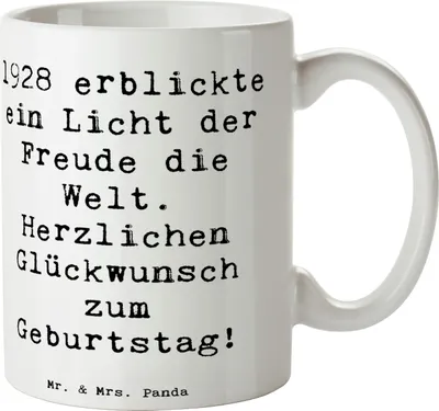 Produktbild von Mr. & Mrs. Panda Tasse Spruch 1928 Geburtstag Freude - Weiß - Geschenk, Liebe, Kaffeebecher, Happy Birthday, Geburtsjahr, Kaffeetasse, Trinkbecher, Geburtstagsgeschenk