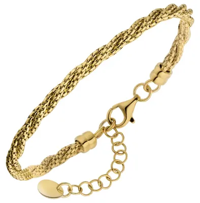 Produktbild von Armband aus 925 Silber vergoldet 3-reihig gedreht Armkette Armschmuck 17-20cm