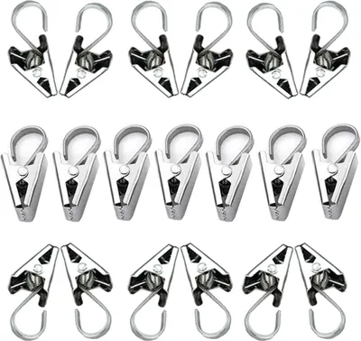 Produktbild von 80 Stück Edelstahl-Vorhang Clips, kleine Gardine Klammer Haken Metall Duschvorhangclip Drahthalter zum Aufhängen von, Vorhängen, Fotos, Hausdekoration