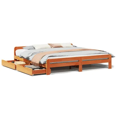 Produktbild von Massivholzbett ohne Matratze Wachsbraun 180x200 Kiefernholz