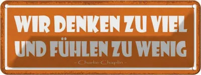 Produktbild von vianmo Blechschild 10x27 cm wir denken zu viel fühlen wenig Spruch Zitat
