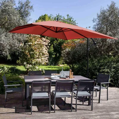 Image de Parasol déporté 3 x 3 m terracotta - Oviala Genova