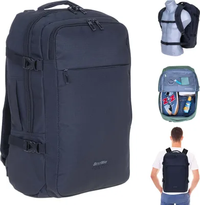 Produktbild von Rucksack Damen Herren Reiserucksack Bestway Cabin Pro Ultimate IATA 30 Liter Handgepäck Laptopfach 40325 0100 Black Schwarz Uni + Koffergurt bagboom®