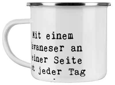 Produktbild von Mr. & Mrs. Panda Pott Spruch Havaneser Sonnenschein - Weiß - Geschenk, Hunderassen, Eigenschaften, Hunde, metallbecher, Emaille Tasse, Teetasse, Hunderasse, täglicher