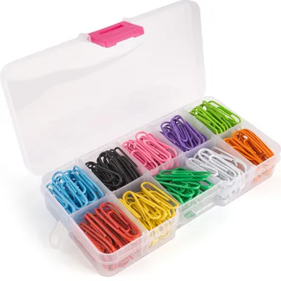 Produktbild von Papierverschlüsse in Aufbewahrungsbox - 28 mm - 250 Stück - 10 Farben