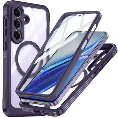 Produktbild von MagSafe Handyhülle für Samsung Galaxy S26 FE 360 Full Body Glas Bumper Lila