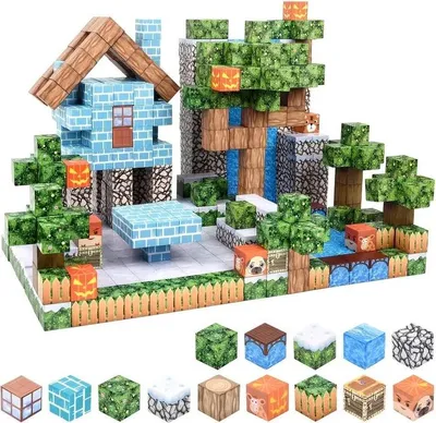 Obrázek produktu pro Magnetická sada kostek Minecraft 100ks + 3 figurky