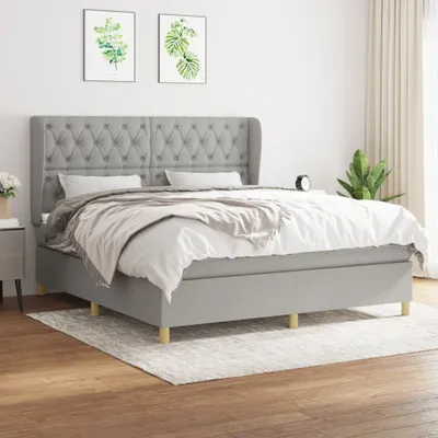 Produktbild von The Living Store Boxspringbett mit Matratze Hellgrau 160x200 cm Stoff
