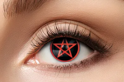 Produktbild von Eyecatcher Motivlinsen - farbige 3-Monats-Kontaktlinsen | m47 - Red Pentagram