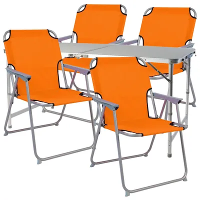 Produktbild von 5teiliges Campingmöbel Set Alu wetterfest robust 120x60x58/70cm orange