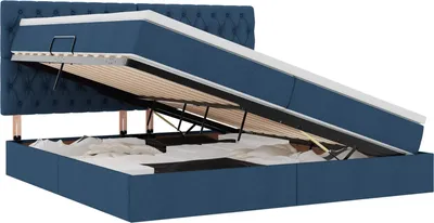 Produktbild von Aufbewahrungsbett mit Matratze Blau 200 x 200 cm Polyester