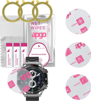 Produktbild von apgo 3 Stück Schutzglas, klar, kompatibel mit Maxcom Ecowatch1 Smartwatch, Hybrid 8H, Ersatz für Hartglas, Displayschutzglas, Bildschirmschutz, Displayschutz, kratzfest