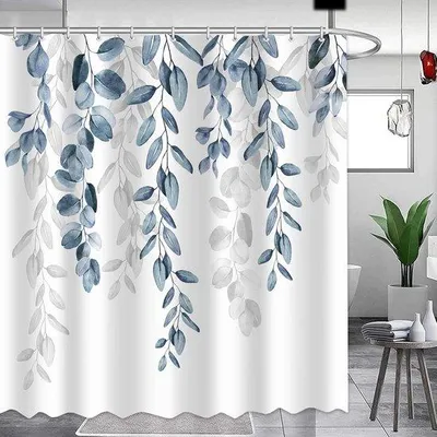 Obrázek produktu pro Sprchový závěs s motivem eukalyptových listů – vintage – voděodolný – 183 x 183 cm