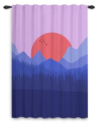 Produktbild von Vorhang Stangentasche Bergwald-Silhouette 132x214cm