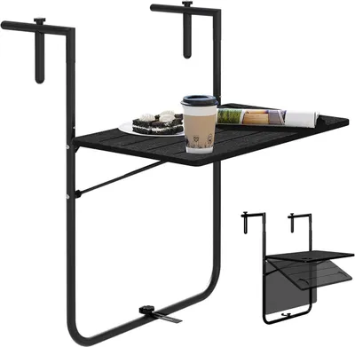 Produktbild von WOLTU Balkonhängetisch, klappbar, 3-stufig höhenverstellbar wetterfest, Schwarz