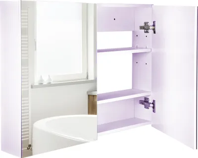 Image de HOMCOM Armoire murale salle de bain avec miroir, 80 x 15 x 60 cm, meuble salle de bain, armoire de toilette avec double portes et étagères réglables, blanc