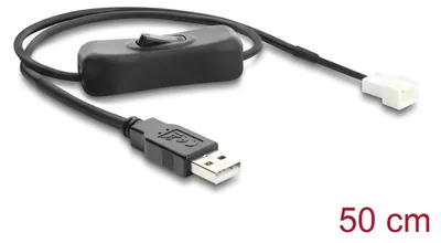 Productafbeelding van DELOCK USB-A 2.0 naar 3-pins ventilatorkabel, 50 cm