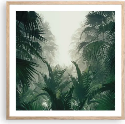 Produktbild von Gerahmtes Poster - Rahmen in heller Eiche - Dschungel Blätter Palmen - 60x60 cm - Wand Bild - Wanddeko - Wandbilder - Kunstposter - Wandposter - Bilderrahmen - Bilder - Kunstdruck - P2NAC60x60-4504