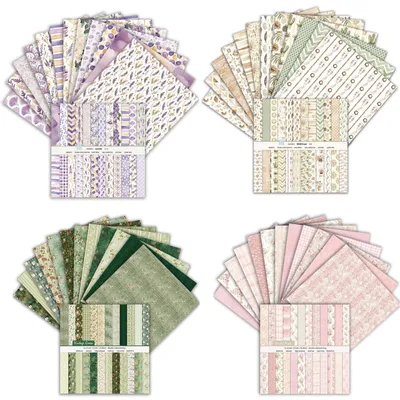 Scrapbookpapier-Set, 96 Blatt, Blumenmuster, 15,2 x 15,2 cm, 160 g/m²