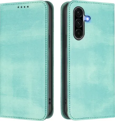 Obrázek produktu pro Pouzdro pro Samsung Galaxy A56 5G, vintage kožené pouzdro s RFID ochranou, přihrádkami na karty, stojánkem Tyrkysový