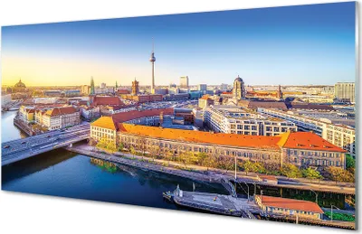 Produktbild von Glasbilder 100x50 Wandkunst Berlin Flussbrücken