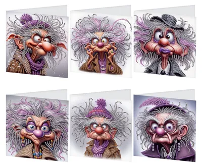 Diamond Painting Wenskaarten Set, 6 Stück mit Umschlägen