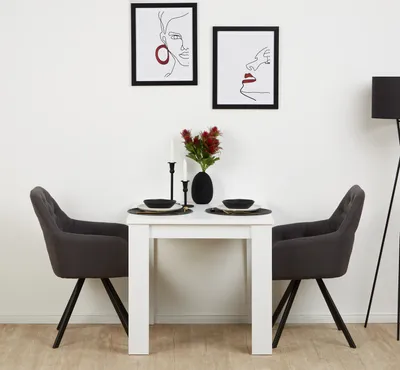 Produktbild von Homestyle4u Essgruppe mit 2 Stühlen Esstisch Weiß 80x80 cm Küchentisch
