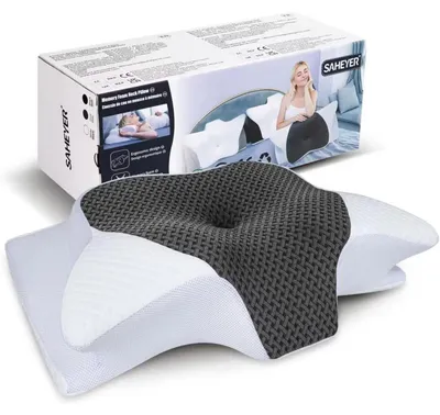 Produktbild von Nackenkissen Memory Foam Seitenschläferkissen Ergonomisch Orthopädisch 70 x 40 x 15/12CM Weiß+karbongrau