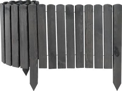 Produktbild von 5 x Holz Rollzaun Grau 40x200 cm Beeteinfassung für Beet-& Rasenabgrenzungen I Flexible Beetumrandung für Wege
