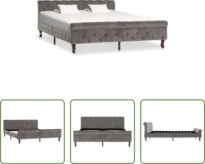 Immagine prodotto di The Living Store rete da letto in velluto grigio 160 x 200 cm