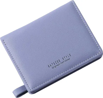Produktbild von OKWISH Einfacher Stil Leder Geldbörse für Damen Portemonnaie Brieftasche Querformat Geldbörse Damen klein Blau