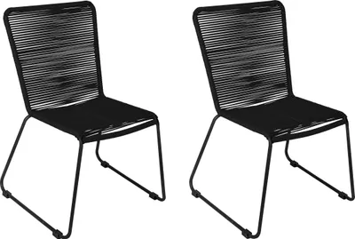 Produktbild von Gartenstuhl Outdoor-Seilstuhl Farbe Schwarz mit Eisen-Gestell in schwarz ISRA (2er Set)