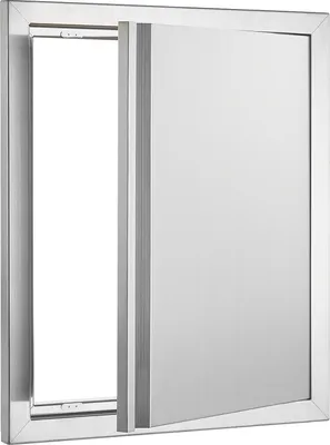 Immagine prodotto di SucceBuy porta di accesso al barbecue 457 x 533 mm, acciaio inox, da incasso, porta verticale a parete con maniglia a scomparsa per isola barbecue, mobile esterno