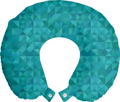 Produktbild von ABAKUHAUS Teal Reisekissen Nackenkissen, Triangles Squares Moderne, Schaumstoff Reiseartikel für Flugzeug und Auto, 30x30 cm, Türkis Aqua