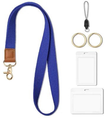 Image de Étui pour carte d'identité avec lanière, porte-clés, porte-cartes avec lanière, étui pour carte d'identité, lanière, bleu