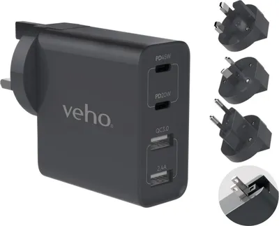 Produktbild von Veho VAA-700-TA45, 100 -240 V, 50/60 Hz, 20 W, 5 V, Grau, 29 mm