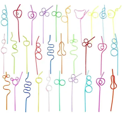 Imagen del producto de Popotes reutilizables - Popotes coloridos - Formas creativas - Popotes flexibles - Plástico PET - 30 piezas - Bebidas