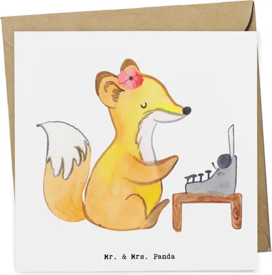 Produktbild von Mr. & Mrs. Panda Deluxe Karte Assistentin Herz - Weiß - Geschenk, anlasskarte, doppelkarte, Glückwunschkarte, faltkarte, Klappkarte, Grußkarte